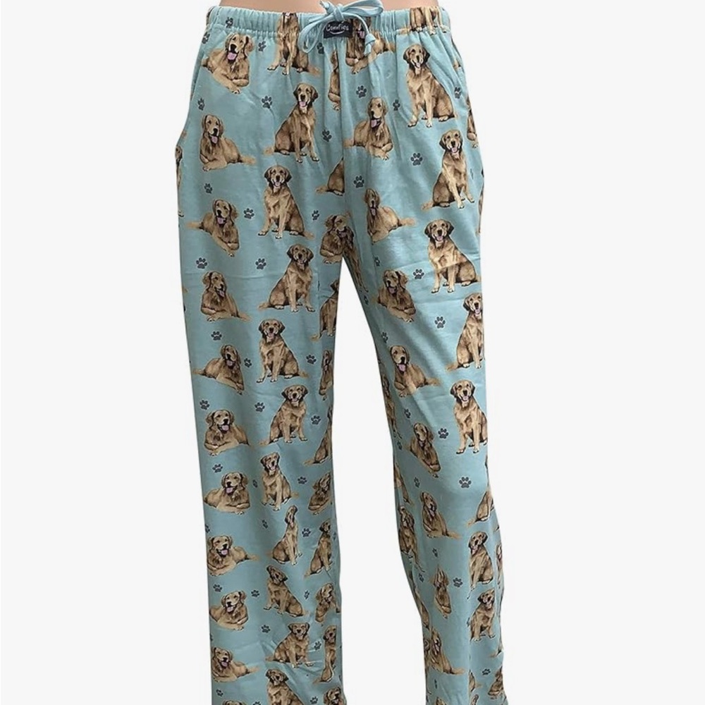 Boutique Golden Retriever Women's Dog Print Pajama Pants - blue